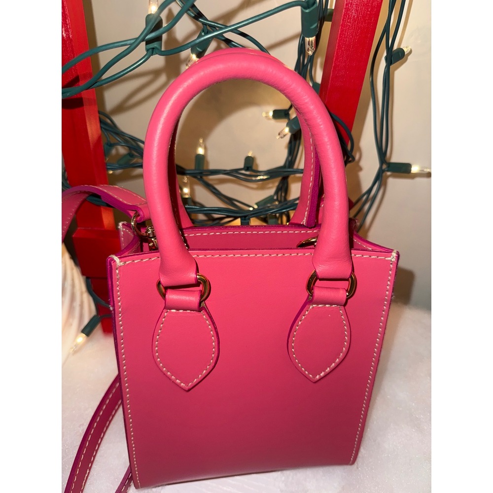 Anna Paola Pink Mini Top Handle Crossbody Bag Gold Hardware Adjustable Strap - Picture 2 of 12
